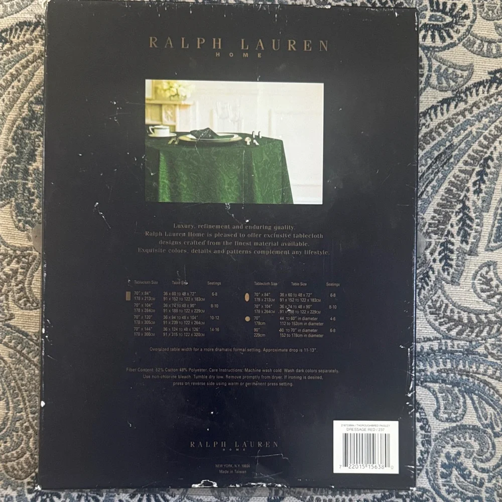 Ralph Lauren Deep Red Paisley Tablecloth